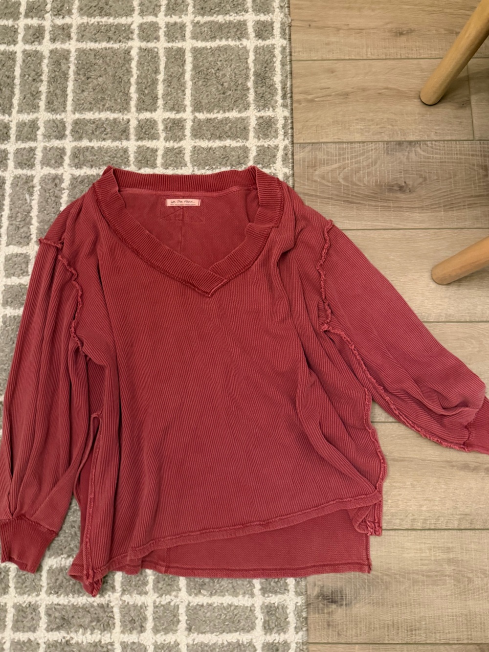 We The Free Ribbed Long Sleeve Top - Brick Red
